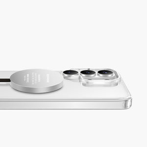 Clear magnetic case for Samsung Galaxy S26 with MagSafe compatibility and camera protection.