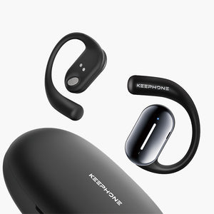 Keephone Airfit Open-Ear Earbuds with Ergonomic Fit & HiFi Sound, Black Wireless Headphones for Comfortable Listening