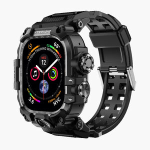 Bassion Rugged Black Watch Band with Protective Case for Apple Watch, Durable Outdoor Design