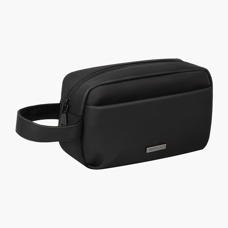 Black Nappa Multi-Functional Packing Pouch with Zipper and Handle for Travel Essentials