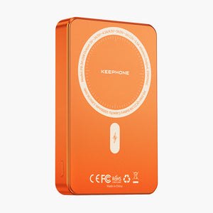 Lucci Magnetic Wireless Power Bank - 10000mAh Portable Charger with USB-C & Fast Charging, Orange
