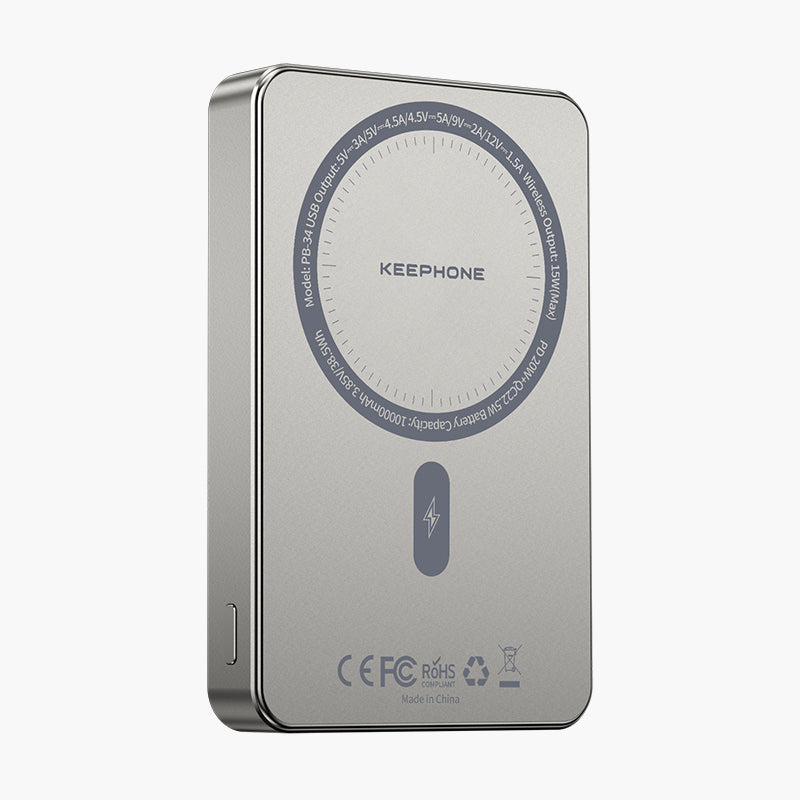 KeepPhone 10000mAh Magnetic Wireless Power Bank with USB-C PD Fast Charging, Portable Charger for iPhone & Android Devices