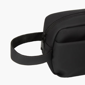 Black Nappa Multi-Functional Packing Pouch with Zipper and Handle for Travel