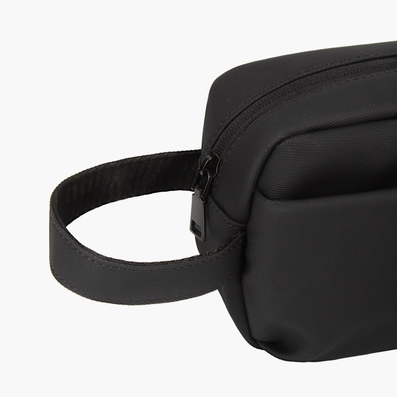 Black Nappa Multi-Functional Packing Pouch with Zipper and Handle for Travel