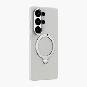 Mehold Eco-Leather Magnetic Stand Case for Samsung Galaxy S26 Ultra with Ring Holder, Light Gray