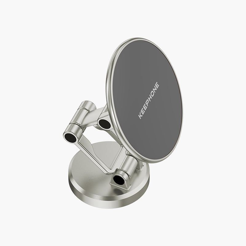 Silver Maghold Magnetic Desktop Stand with 360° Rotation & Adjustable Height for Phones and Tablets