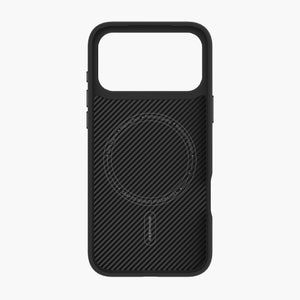 Black Combat Aramid Fiber Magnetic Case for iPhone 17 Series with textured finish and MagSafe compatibility.