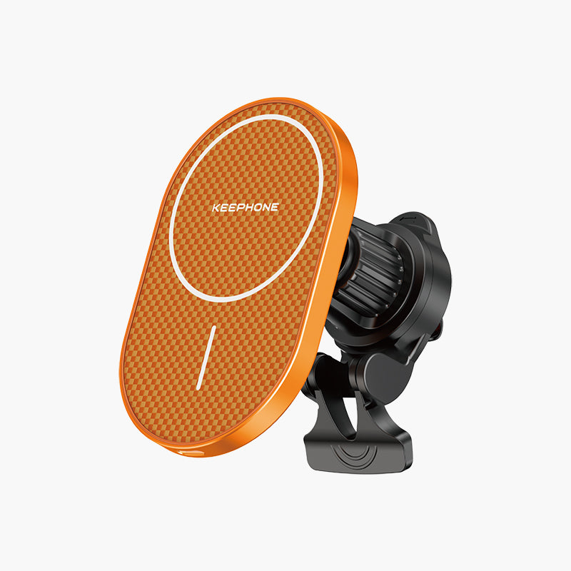 Seanova Aramid Fiber Magnetic Wireless Car Charger Mount with Orange Finish for Fast Charging and Secure Phone Holder