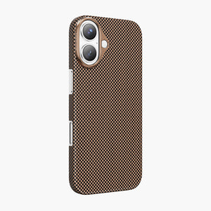 Norra Aramid Fiber Magnetic Case for iPhone 17 Series with Brown Checkered Pattern and Camera Protection