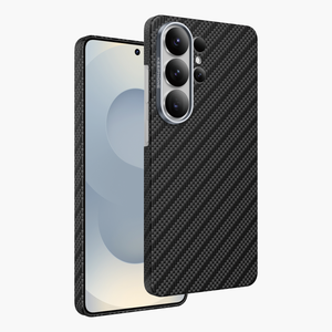 Robin Aramid Fiber Magnetic Case for Samsung Galaxy S26 Ultra - Slim Black Carbon Texture Protective Cover