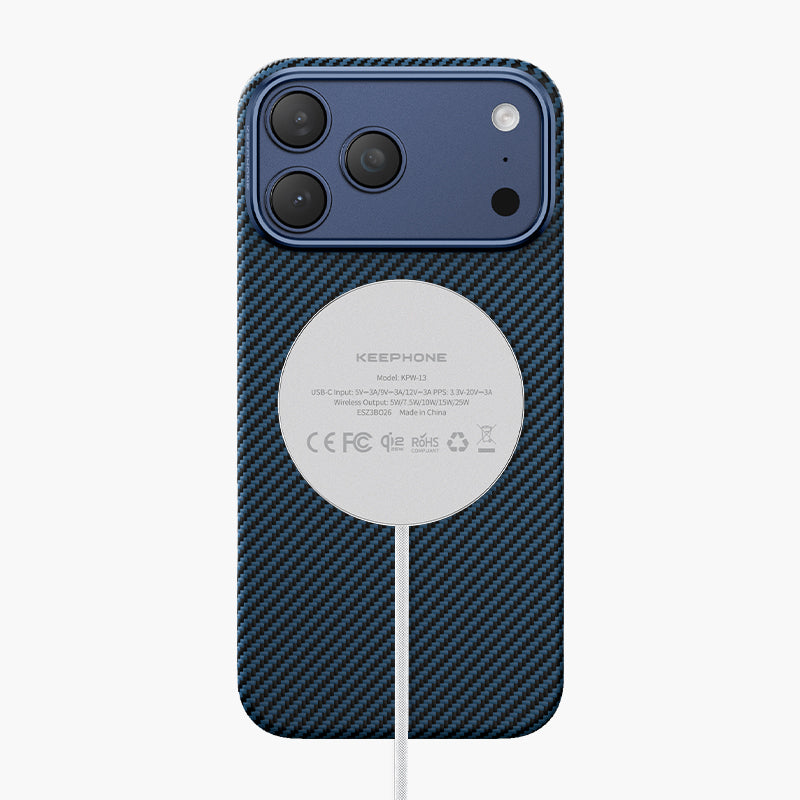 Sweden Aramid Fiber Magnetic Case for iPhone 17 Series - Blue Carbon Texture with MagSafe Compatibility