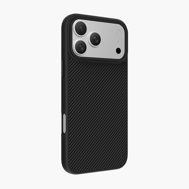 Black Combat Aramid Fiber Magnetic Case for iPhone 17 Series with Carbon Fiber Texture and Camera Protection