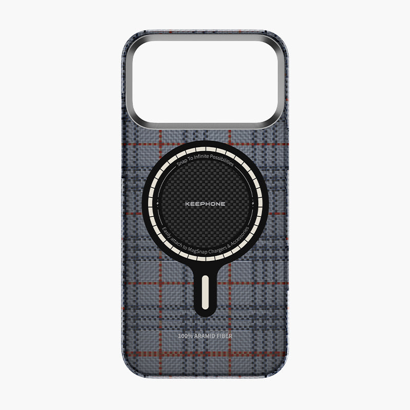 Scots Aramid Fiber Magnetic Case for iPhone 17 Pro/Pro Max with MagSafe compatibility and durable design.