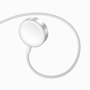 Magfit Wireless Charger for Apple Watch - Sleek White Design with Braided Cable