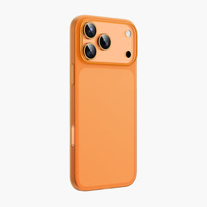 Airskin Ultra-Slim Matte Magnetic Case for iPhone 17 Series in vibrant orange, showcasing sleek design and precise camera cut
