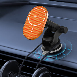Seanova Aramid Fiber Magnetic Wireless Car Charger Mount with Suction Cup and Adjustable Arm for Dashboard Use