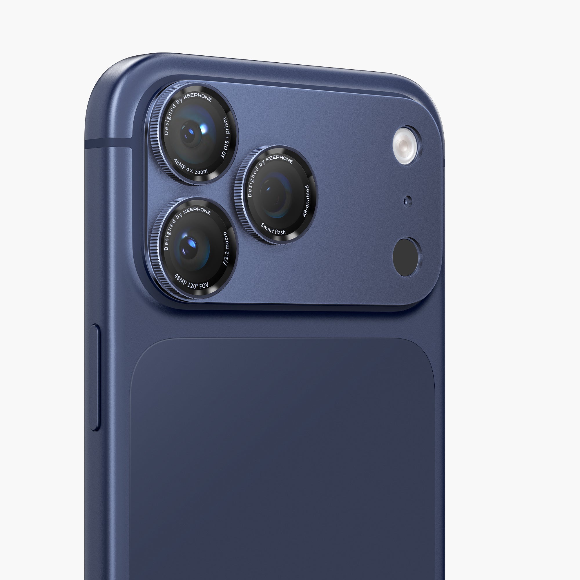 Axion Rotating Lens Protector for iPhone 17 Pro / Pro Max in Blue.
