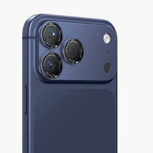 Axion Rotating Lens Protector for iPhone 17 Pro / Pro Max in Blue.