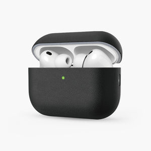 Black Rocca Eco-Leather Case for AirPods Pro 3 with Green LED Indicator