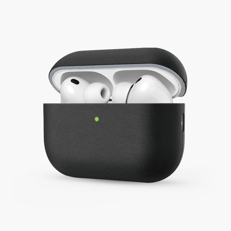 Black Rocca Eco-Leather Case for AirPods Pro 3 with Green LED Indicator