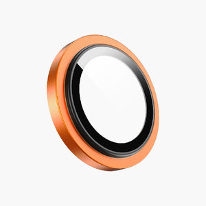 Capital orange camera lens protector for iPhone 17 Pro and Pro Max, durable metal rim with tempered glass shield.