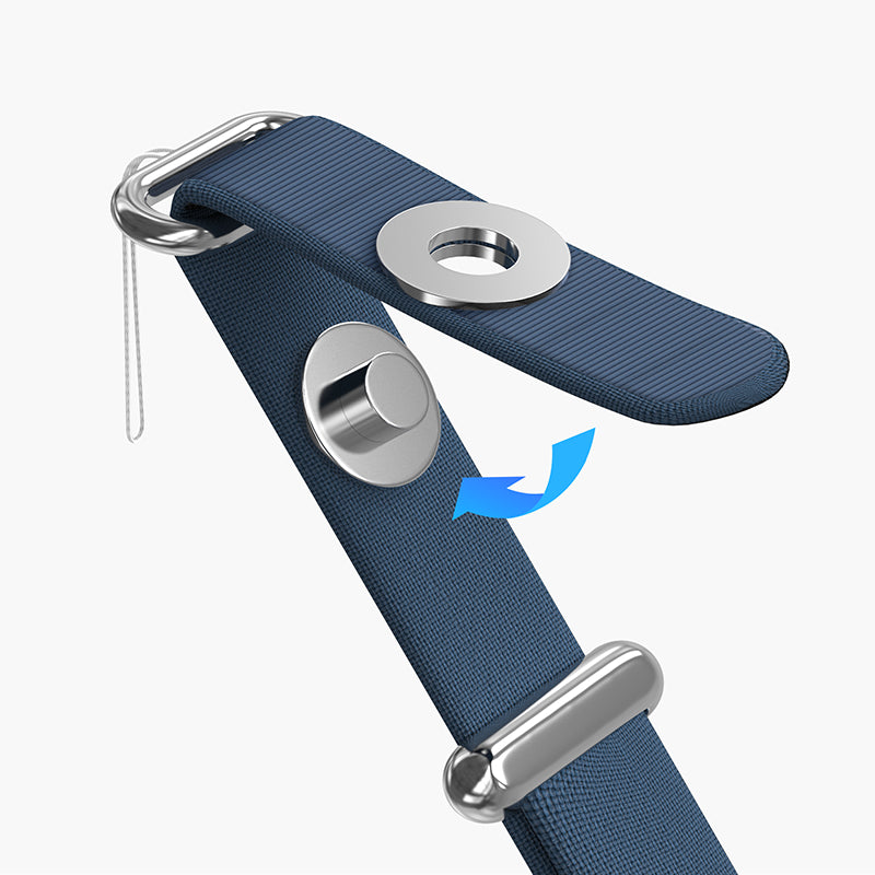 Bandon Magnetic Phone Strap with Adjustable 2-Way Wear - Blue Fabric and Silver Hardware