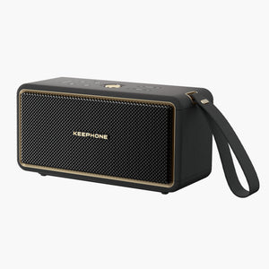 Black KeepHone 60W Bluetooth Speaker with HiFi Stereo Sound, LED Lights & Portable Strap for Outdoor Use