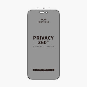 Privacy 360° Glass Screen Protector for iPhone 17 Pro Max - 4-Way Anti-Peeping by Keephone