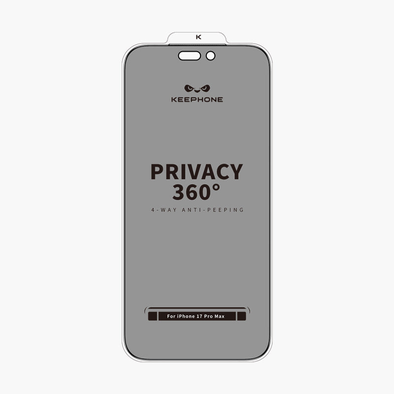 Privacy 360° Glass Screen Protector for iPhone 17 Pro Max - 4-Way Anti-Peeping by Keephone