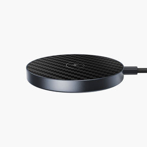 Snapad 3-in-1 Magnetic Wireless Charging Pad for MagSafe, sleek black carbon fiber design with fast charging cable.