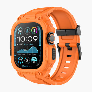 Orange Aegis Rugged Watch Band with Protective Case for Apple Watch, durable design, shock-resistant, outdoor sports accessor