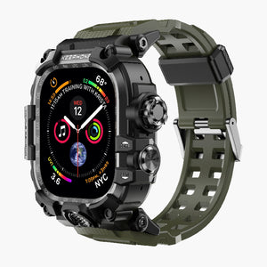 Bassion Rugged Watch Band with Protective Case for Apple Watch in Military Green
