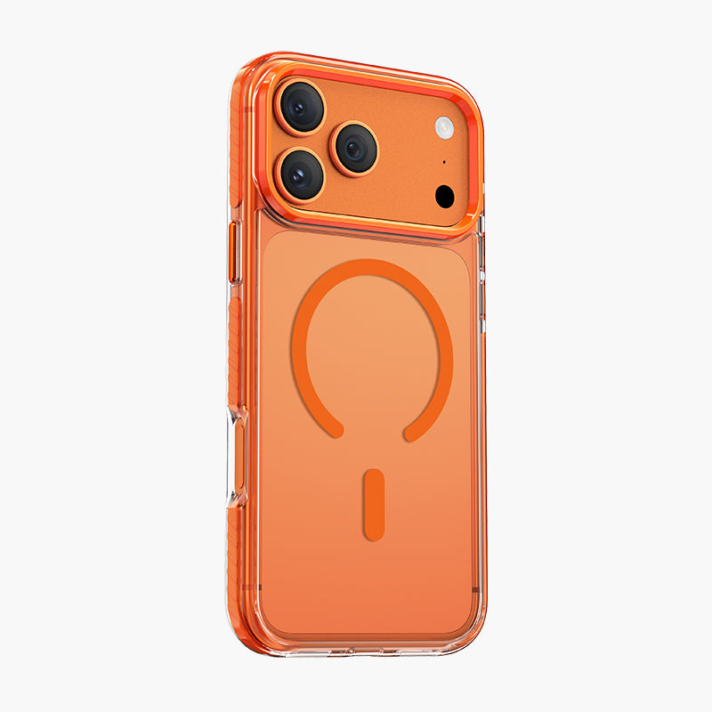 Shockstar Magnetic Case for iPhone 17 Pro/Pro Max - Vibrant Orange Clear Protective Cover with MagSafe Compatibility